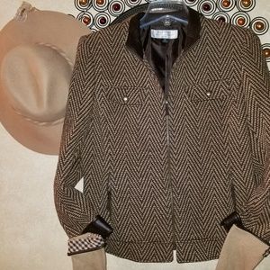 Tahari tan/brown bomber jacket